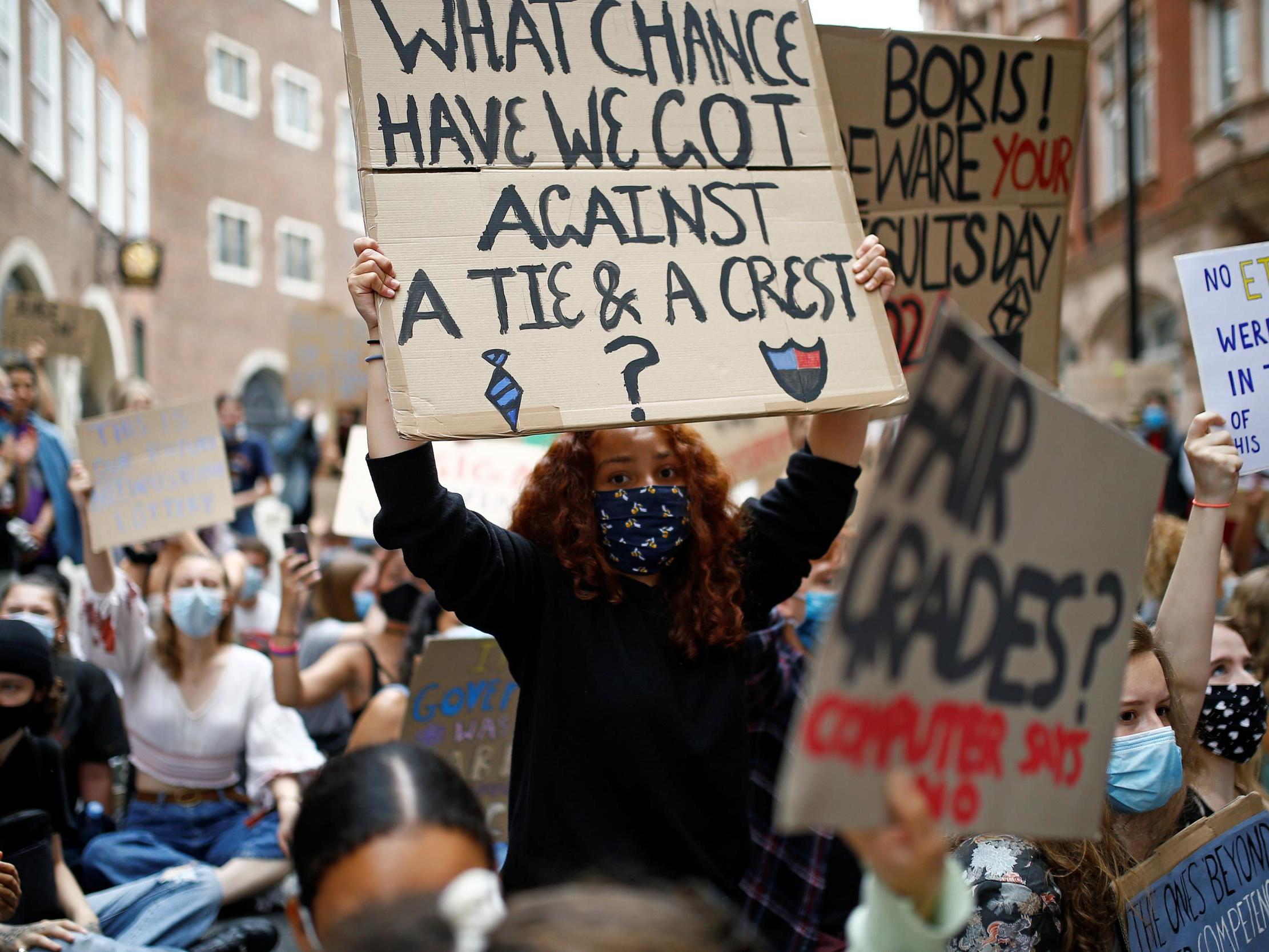 A-level students successfully protest outside the Department of Education