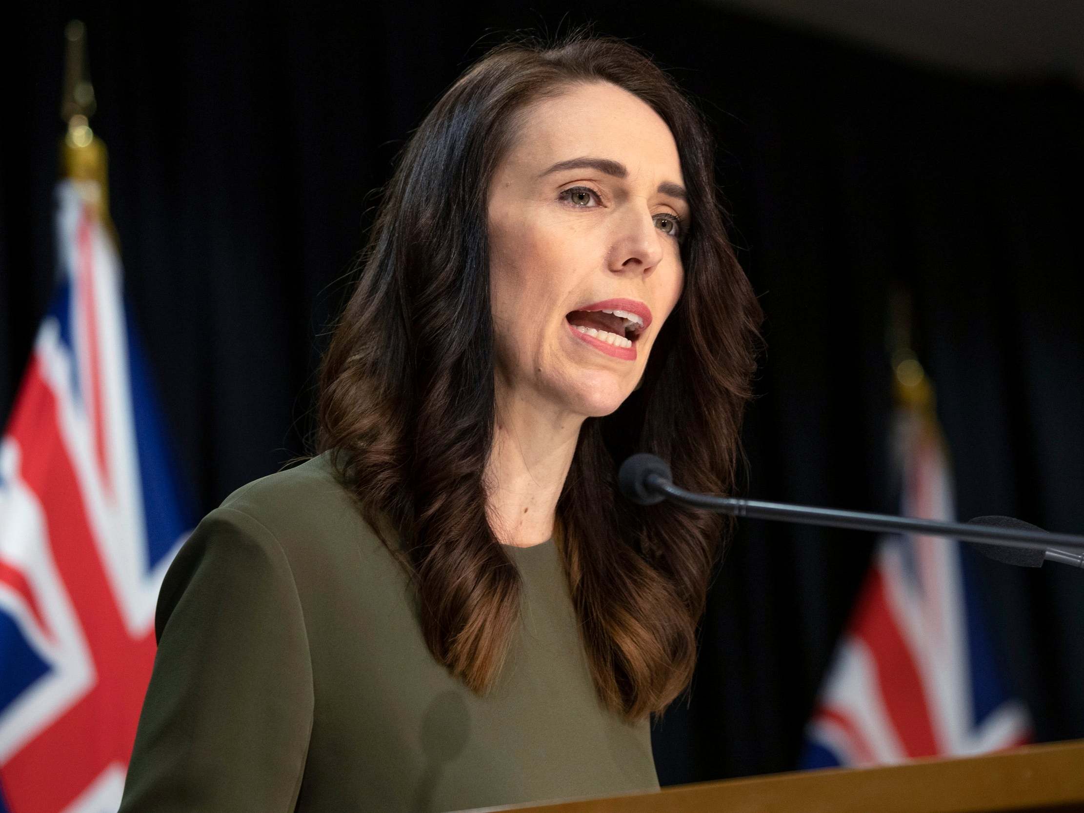 Jacinda Ardern during a press conference on Monday