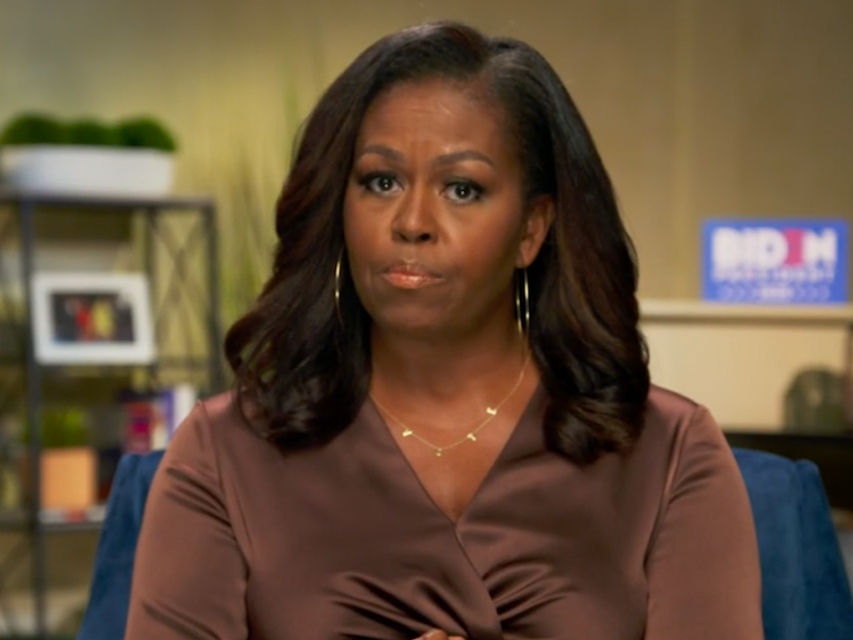 Michelle Obama delivered a pre-recorded speech from her home