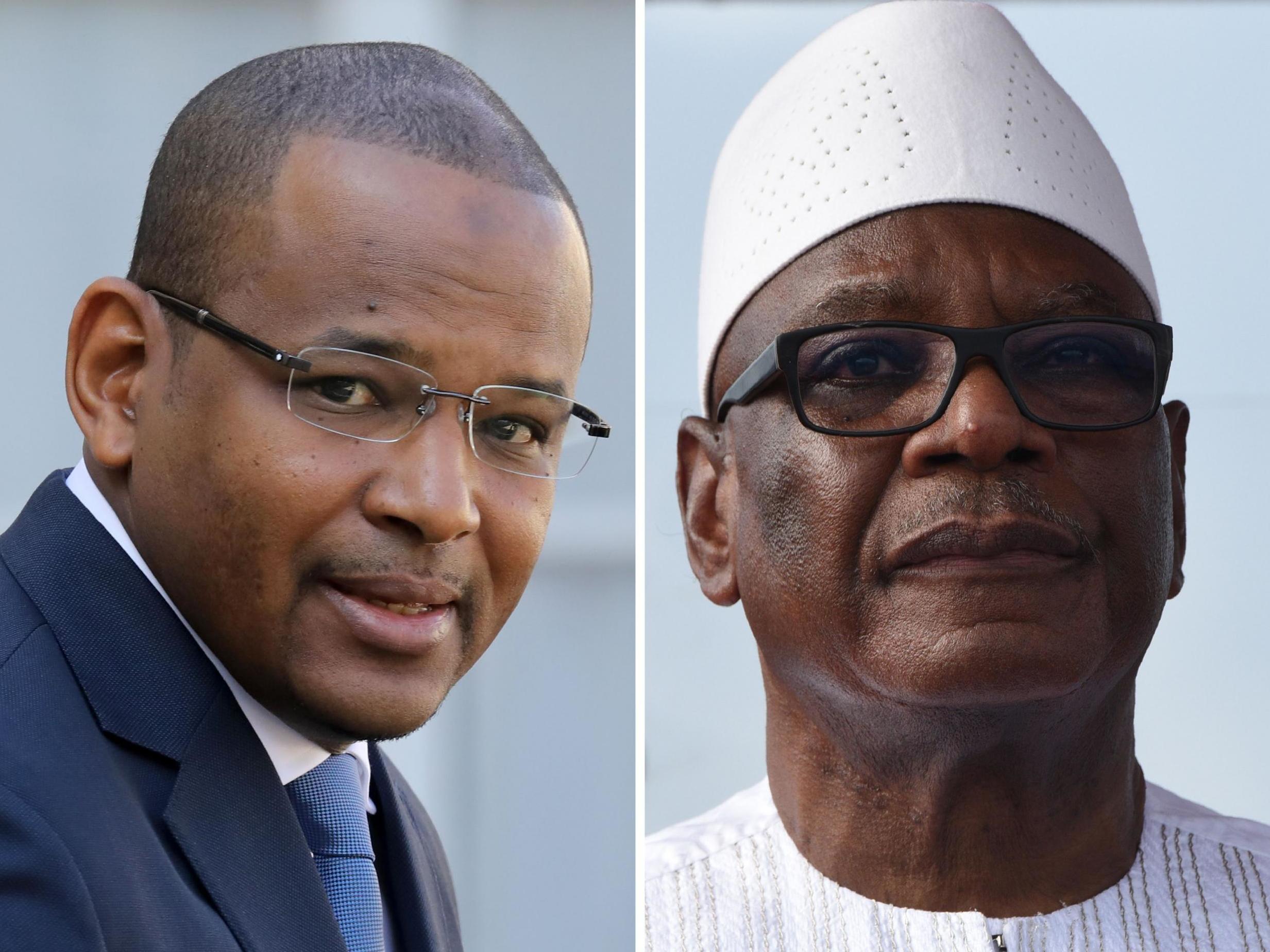 Malian prime minister Boubou Cisse (L) and president Ibrahim Boubacar Keita