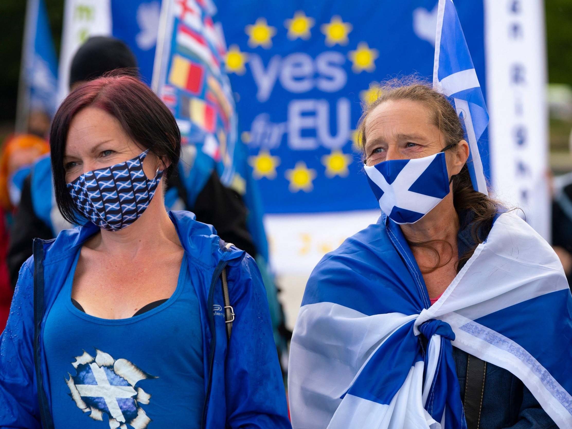 Pro-independence demonstration outside Scottish Parliament in July 2020 (Alamy Live News)