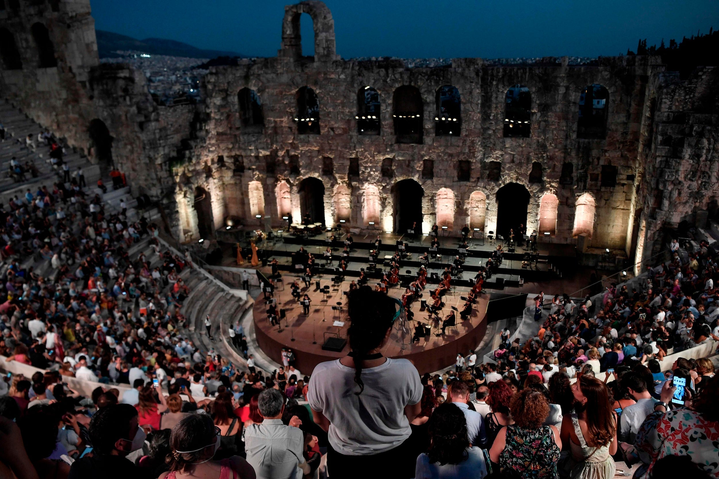 The Greek National Opera performing at the Herodus Atticus ancient theatre at the foot of the Acropolis last month