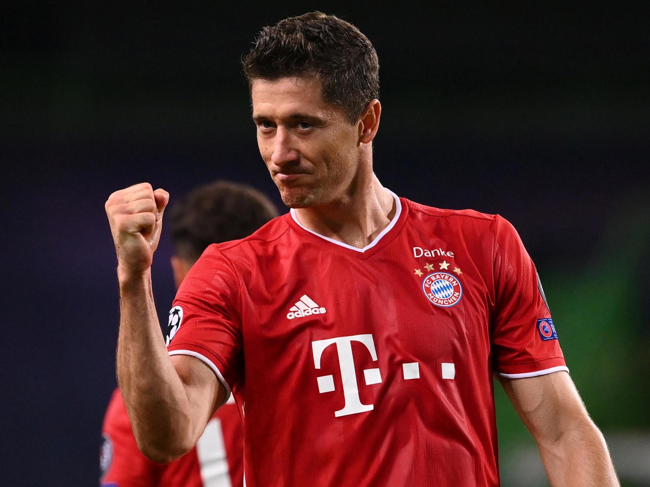 Bayern Munich's Robert Lewandowski celebrates scoring