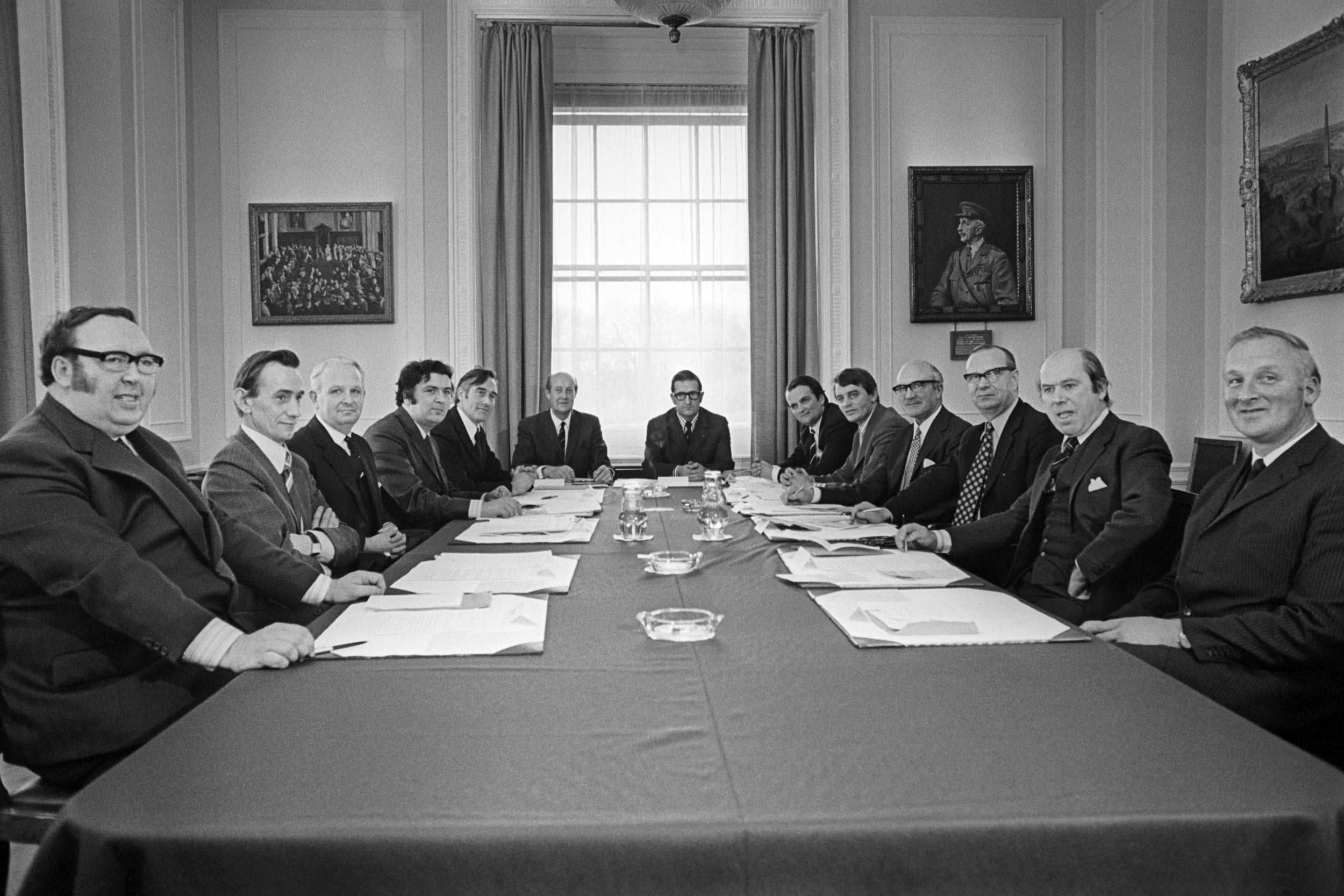 The first official meeting of the new SDLP Executive in 1974, which took control over much of the government of Northern Ireland, ending 21 months of direct rule from Westminster