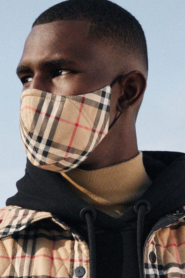 The face masks are made from revalued cotton fabric (Burberry)