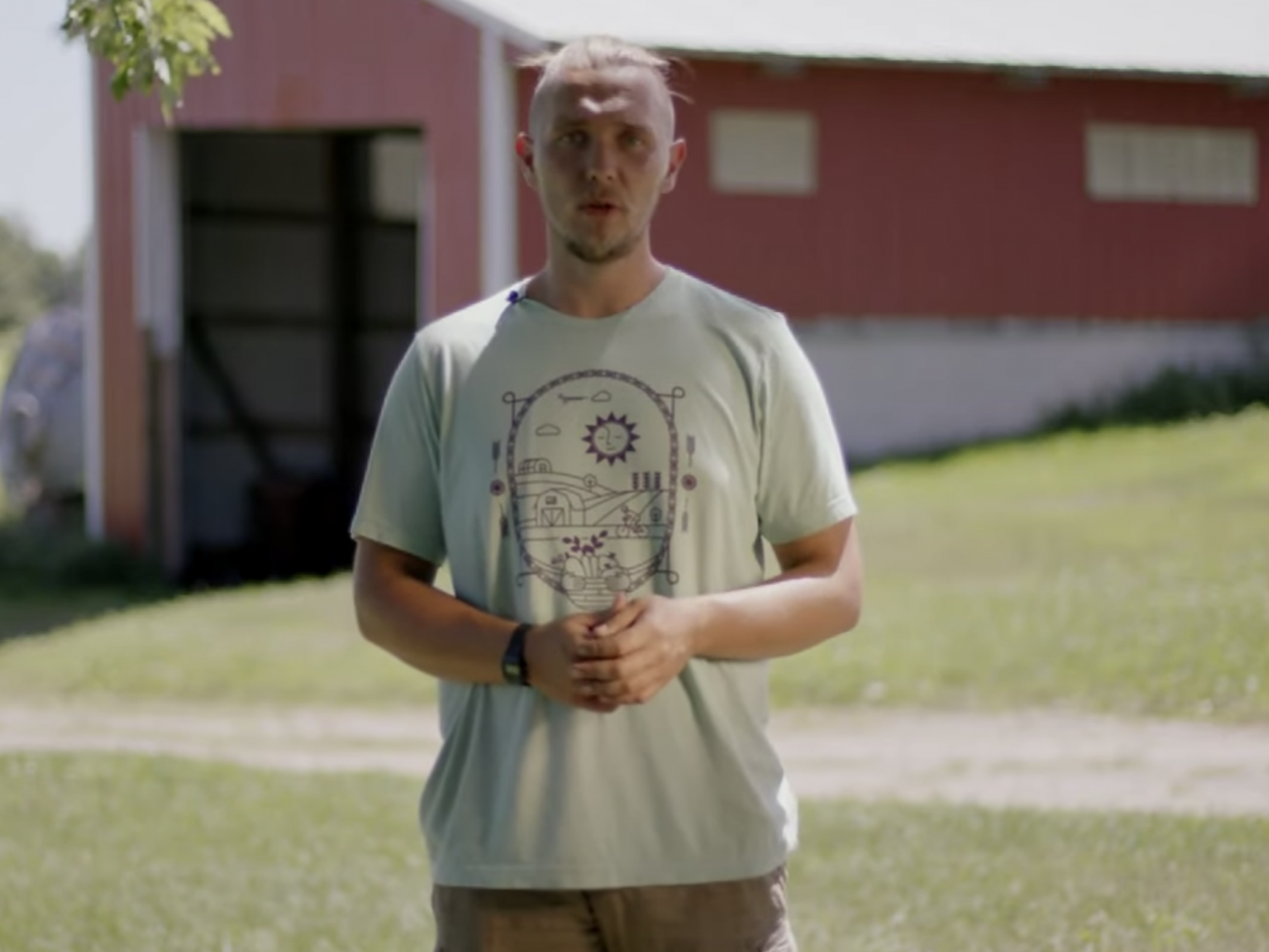 Andrew Adamski spoke about sustainability from his family's farm in Wisconsin at the DNC