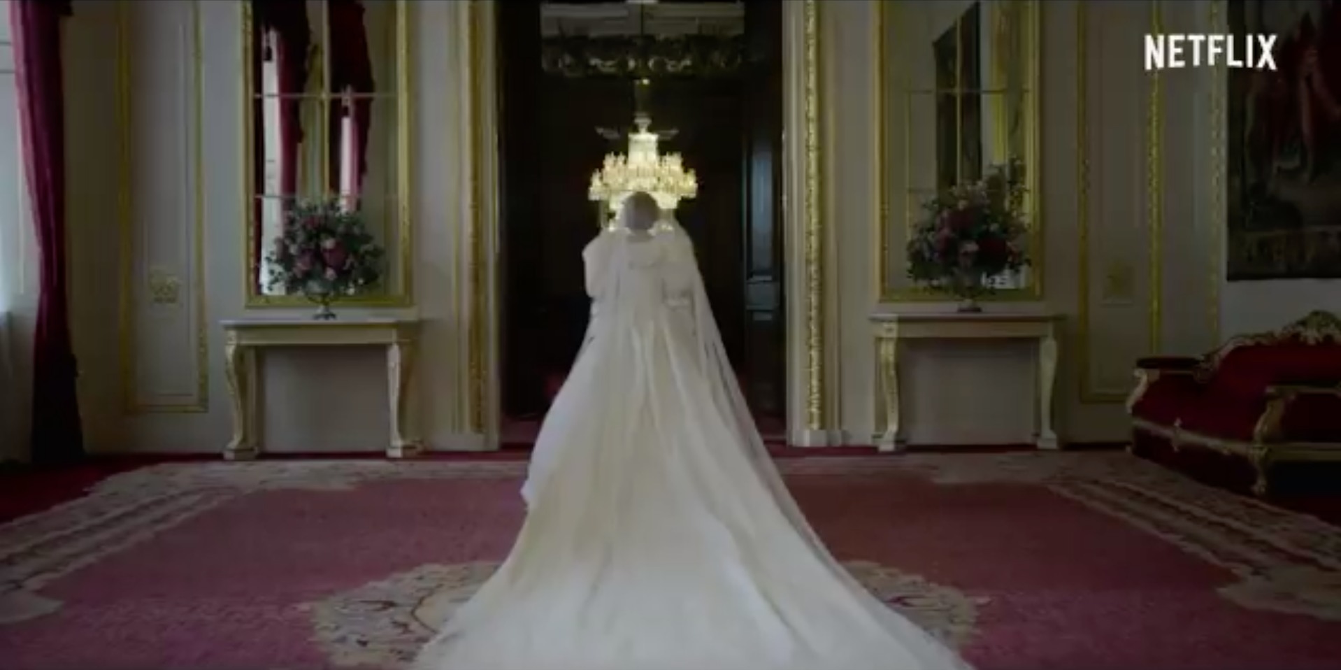 A first look at Princess Diana wearing her wedding dress in the upcoming season of The Crown