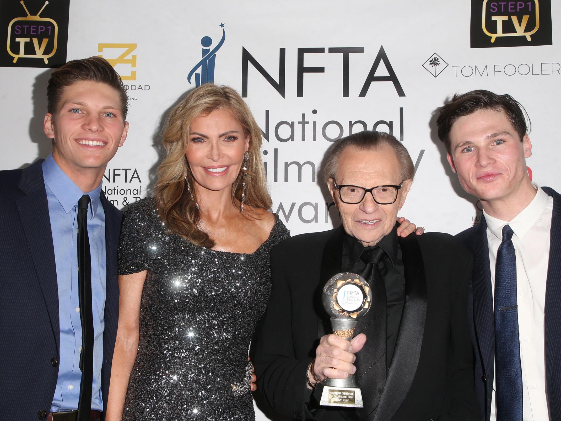 Larry King with his most recent wife Shawn and their children Chance and Cannon
