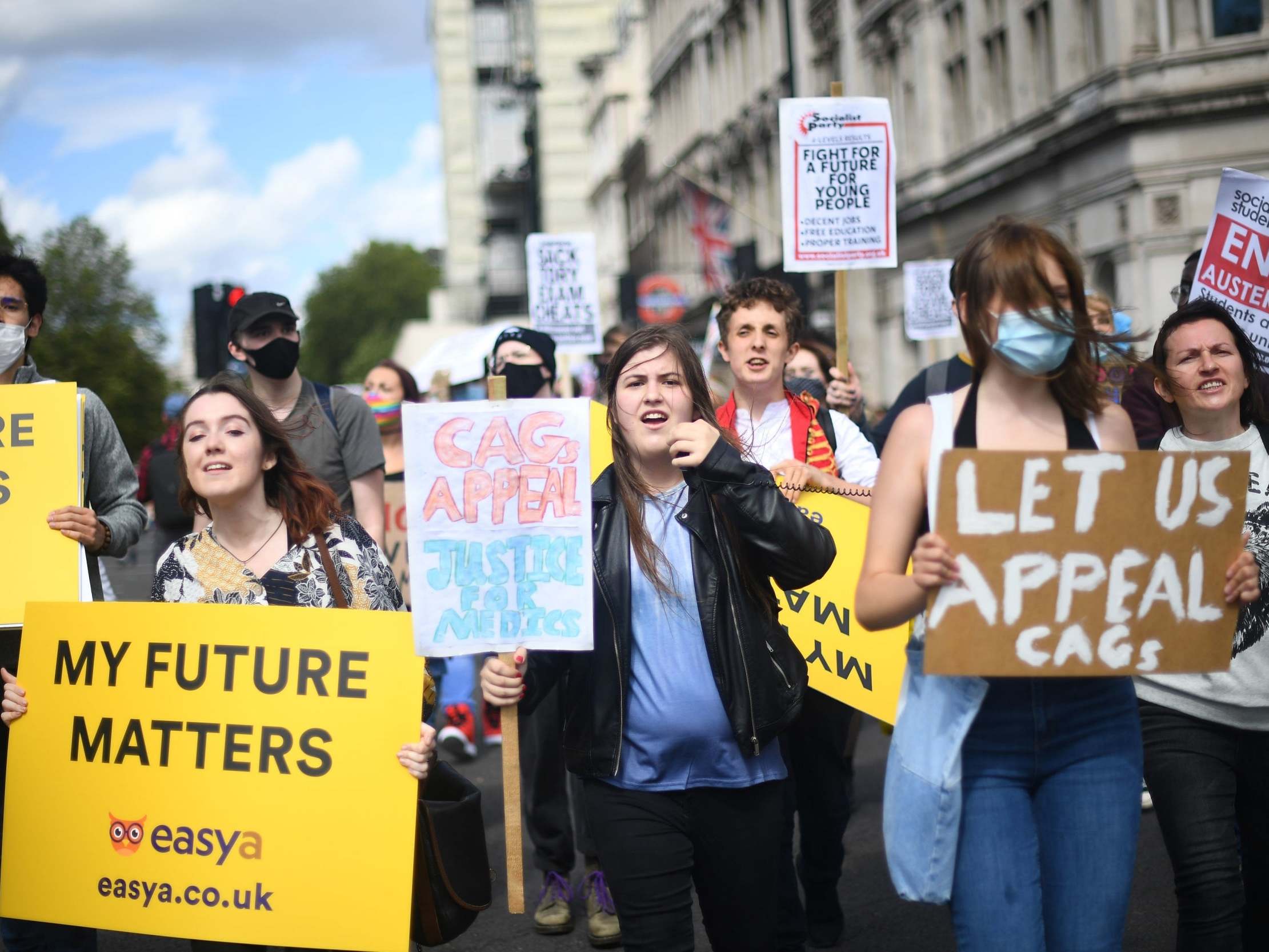 Students take part in a march from Marble Arch to the Department of Education in Westminster, London