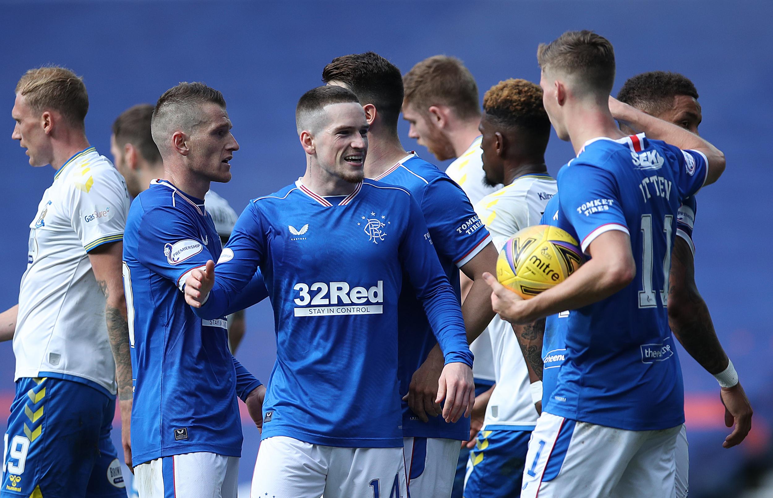 Kent celebrates after scoring for Rangers