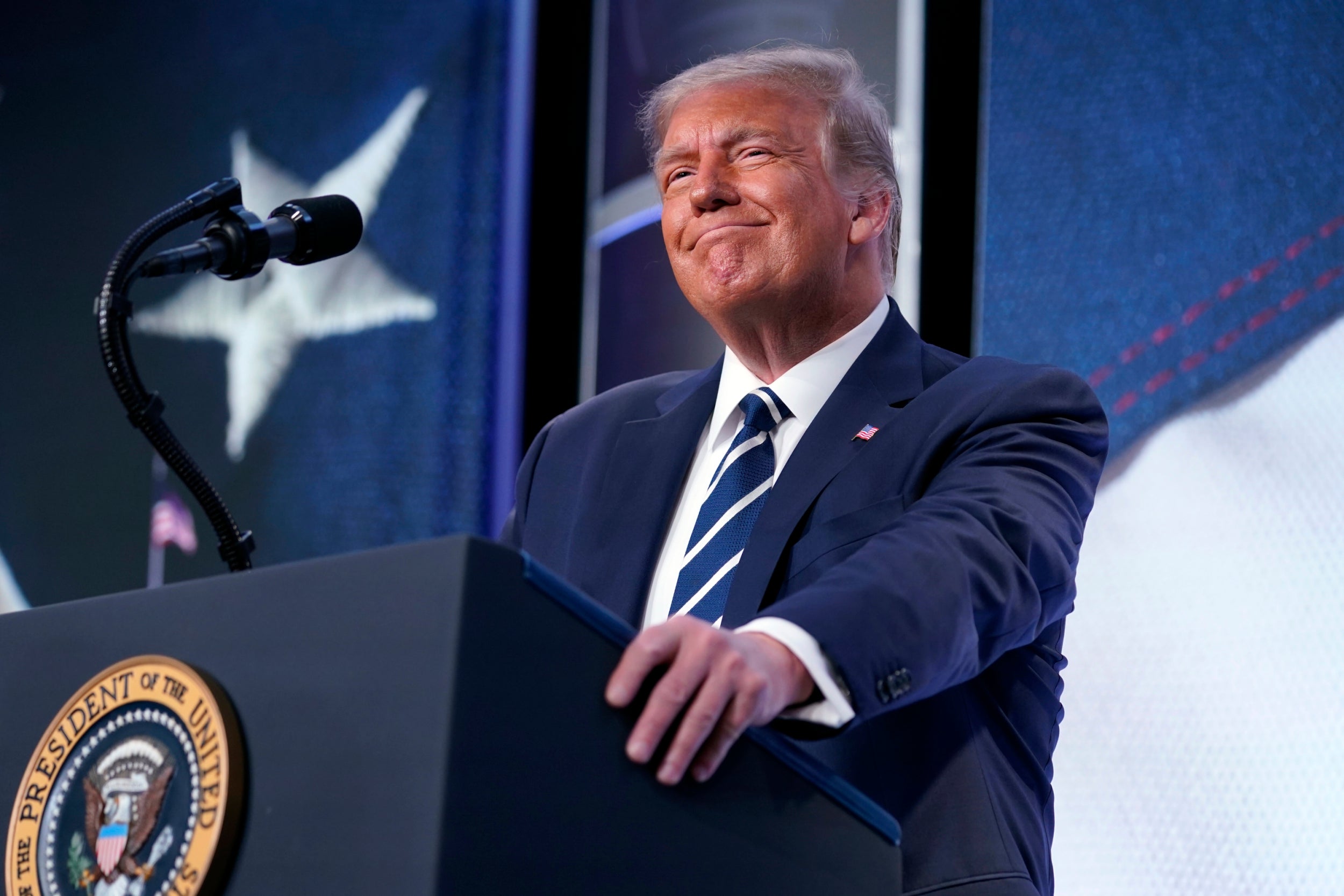 Donald Trump speaks to the 2020 Council for National Policy Meeting in Virginia on Friday