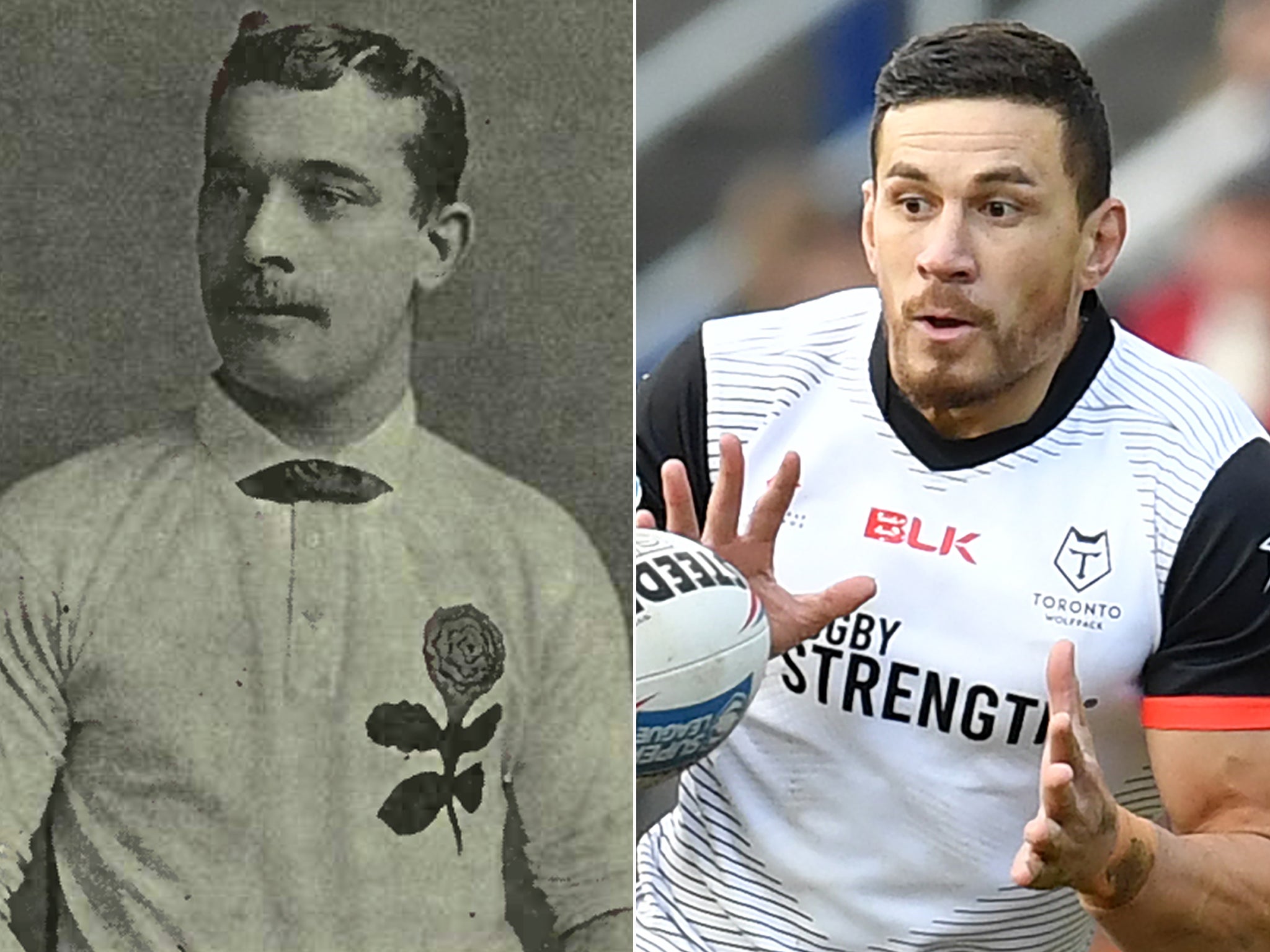 Dickie Lockwood, former captain of the England rugby union team, and New Zealand league player Sonny Bill Williams: today's players are swapping freely between codes