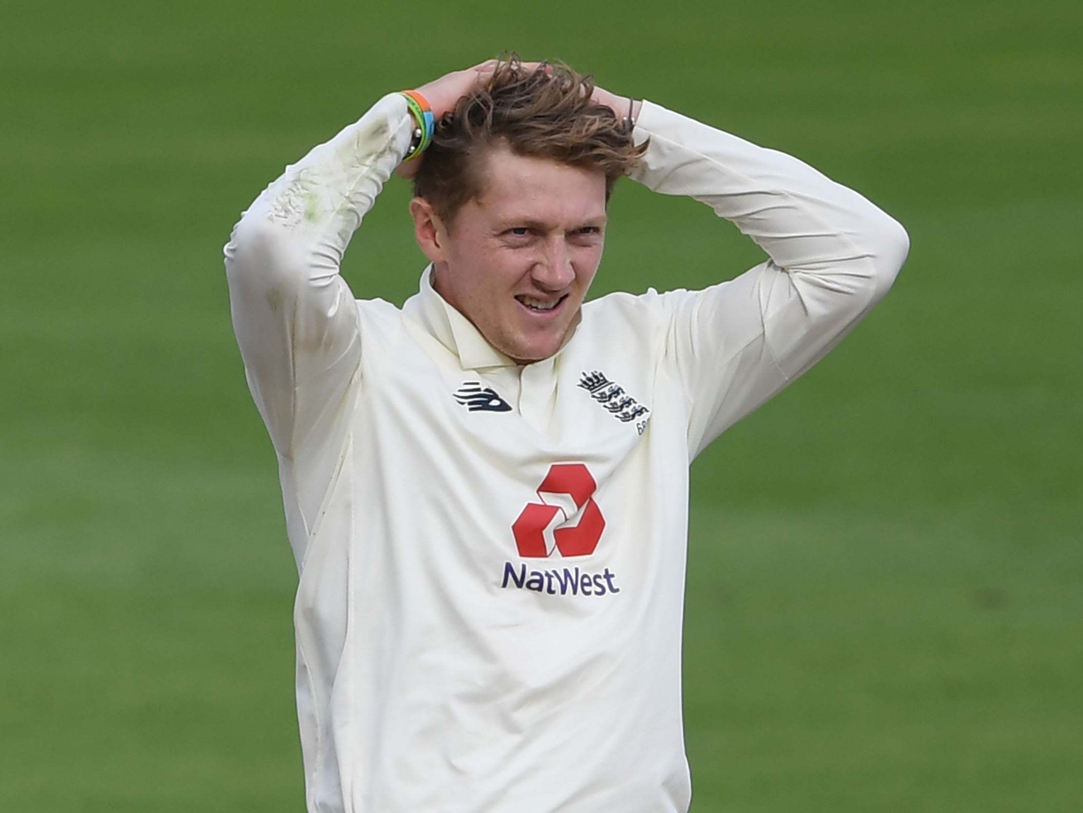 Dom Bess reacts during the third day of the third Test