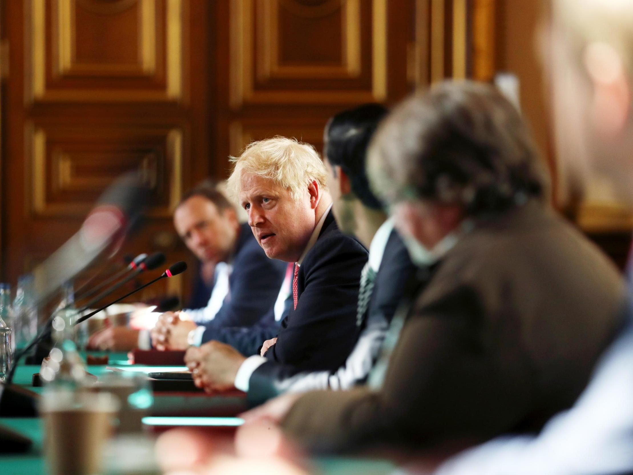 Boris Johnson chairing a meeting with his cabinet 21 July, 2020