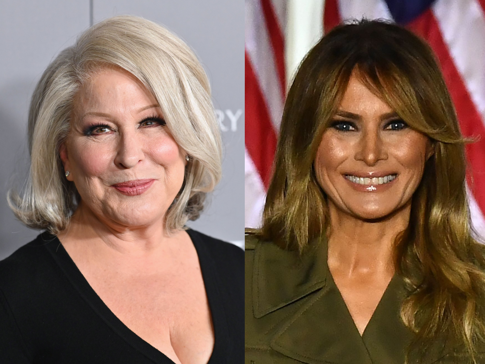 (Left) Bette Midler, star of stage and screen, and (right) US first lady Melania Trump