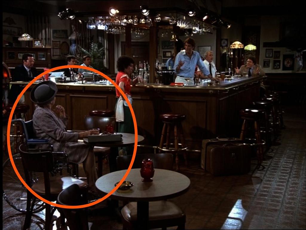 Mrs Littlefield can be spotted in the background of multiple scenes in the first episode of ‘Cheers’