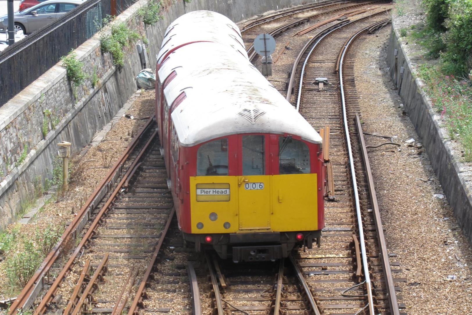 Lost world: a 1938 London Tube train carrying passengers on the main railway line on the Isle of Wight