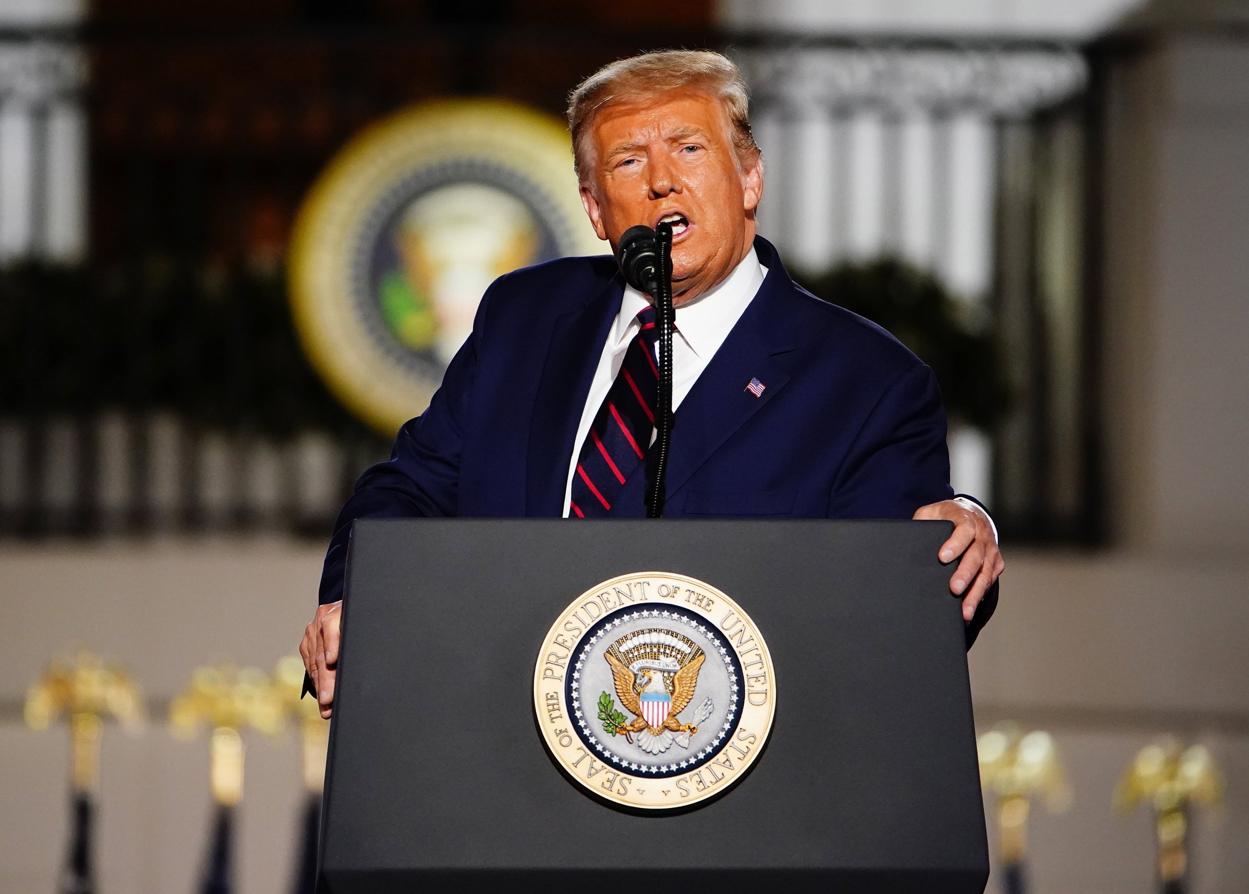 Donald Trump speaks at the White House during the Republican National Convention