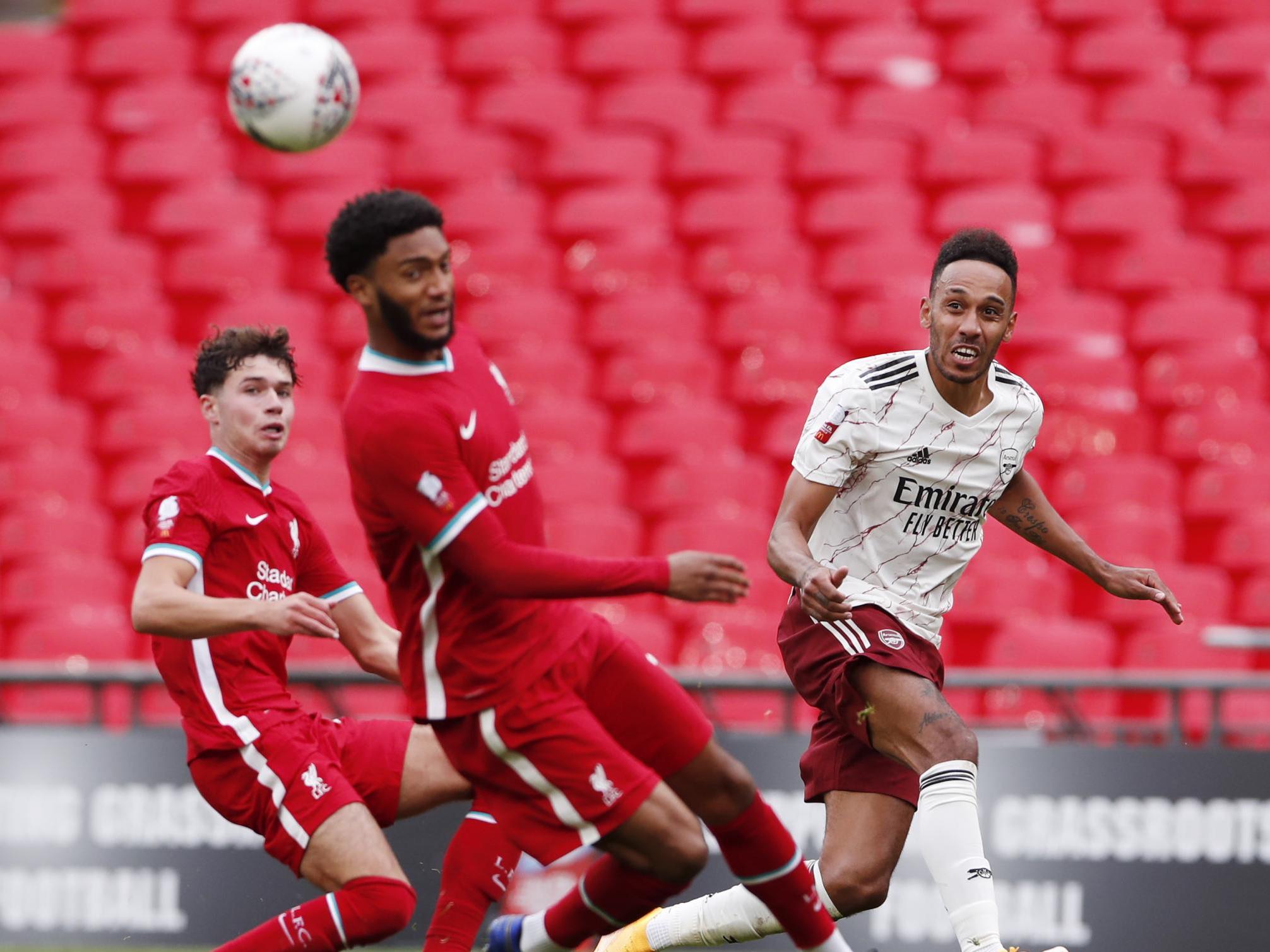 Arsenal goalscorer Pierre-Emerick Aubameyang in action in the Community Shield