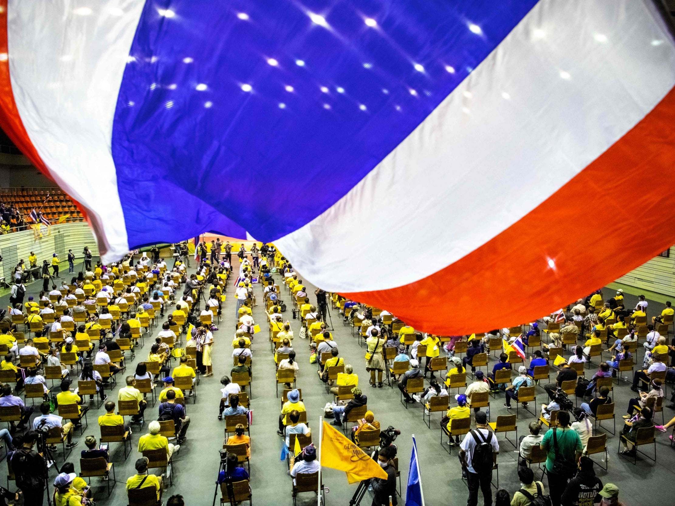 Sunday's rally was overwhelmingly attended by retirees in contrast to the student-led anti-government protests