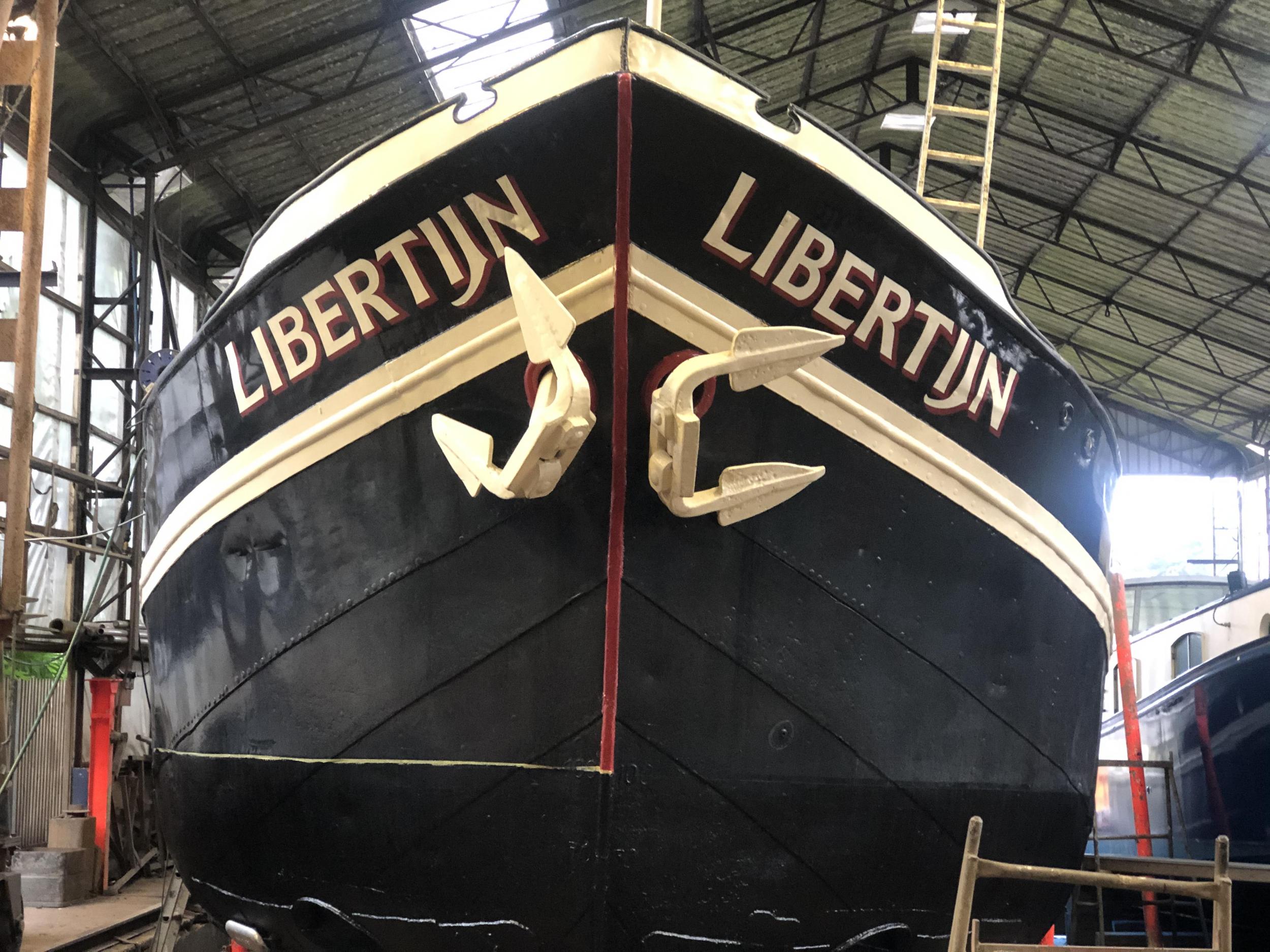 Working launch: a Dutch barge in a boat shed on Eel Pie Island