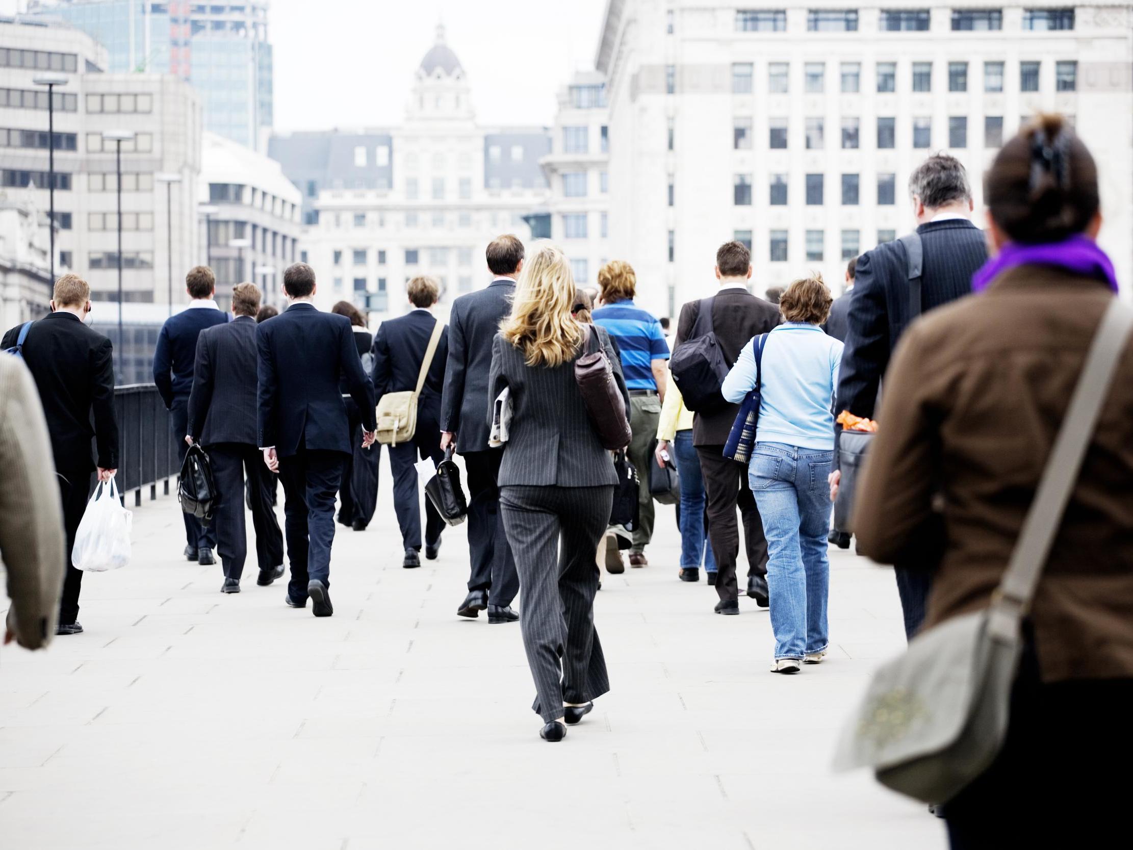 File image of workers commuting to work.