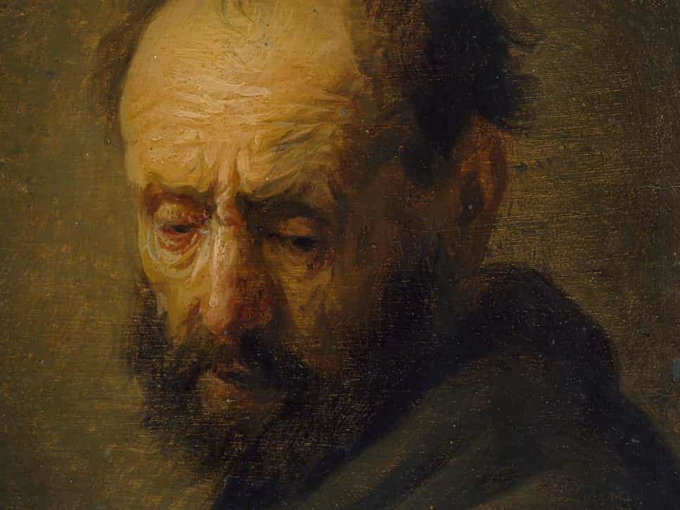 'Head of a Bearded Man', c. 1630, oil on oak panel, from the workshop of Rembrandt van Rijn