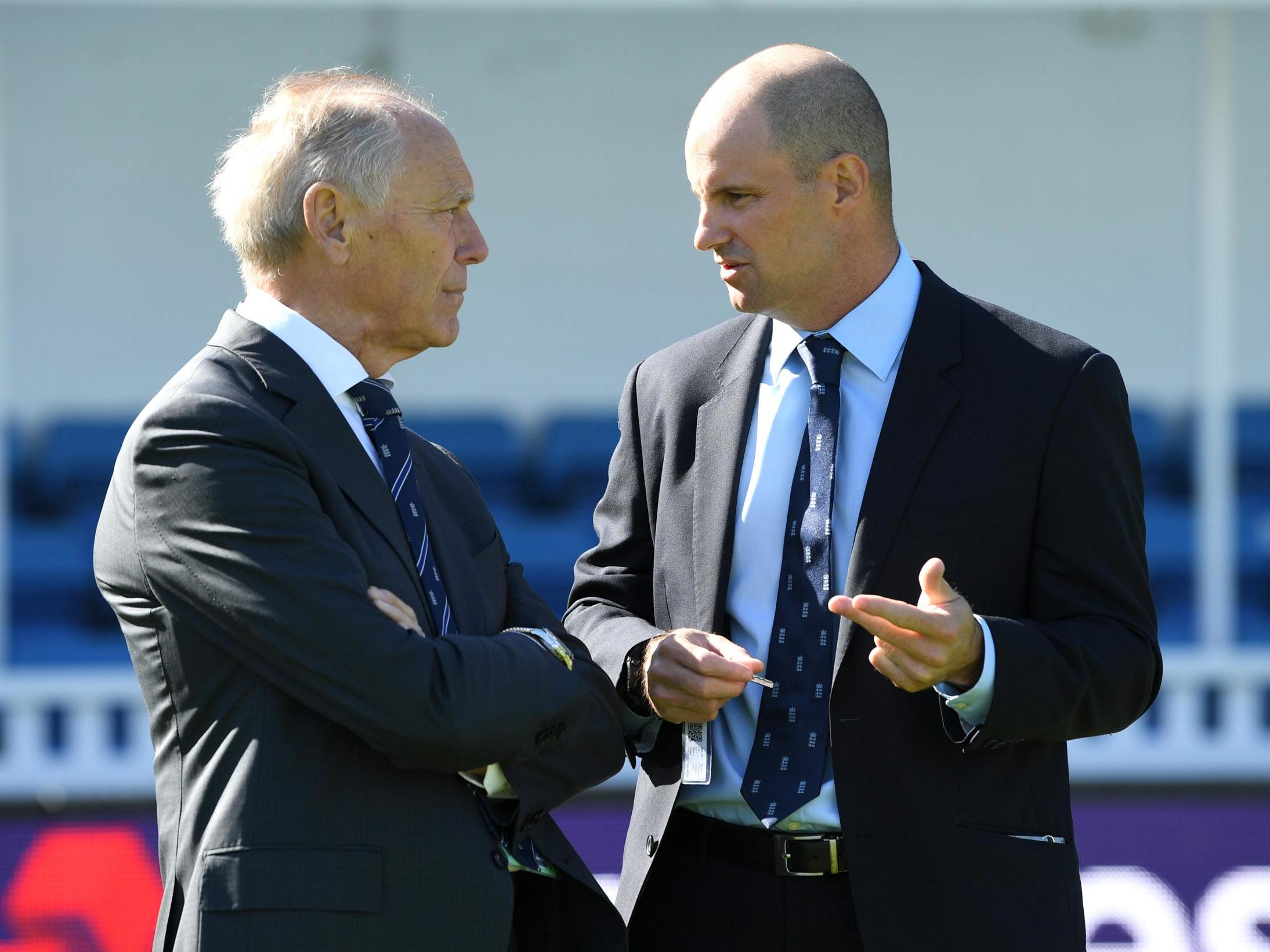 Former ECB chairman Colin Graves speaks with Andrew Strauss