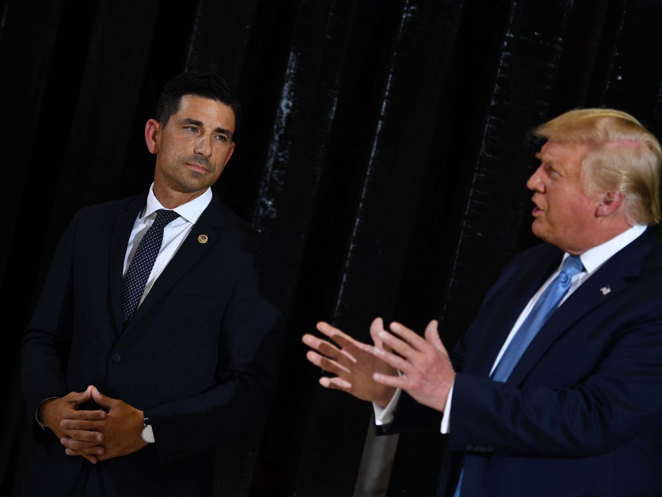 US president Donald Trump with Homeland Security secretary Chad Wolf