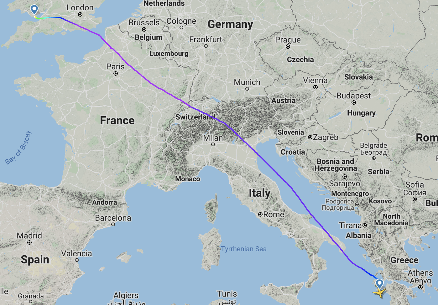 Flight plan: Tui 6215 from Zante to Cardiff on 25 August 2020