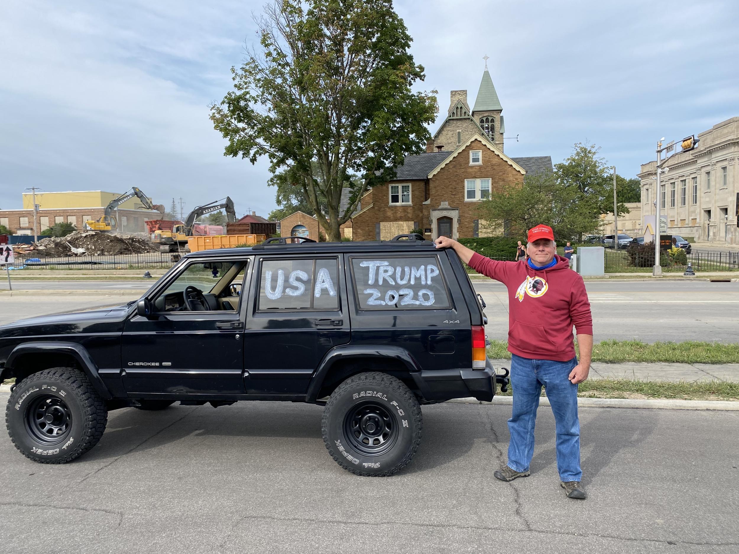 Dan Cox, a Trump supporter from nearby Libertyville, came to show his support for the president (Richard Hall / The Independent )