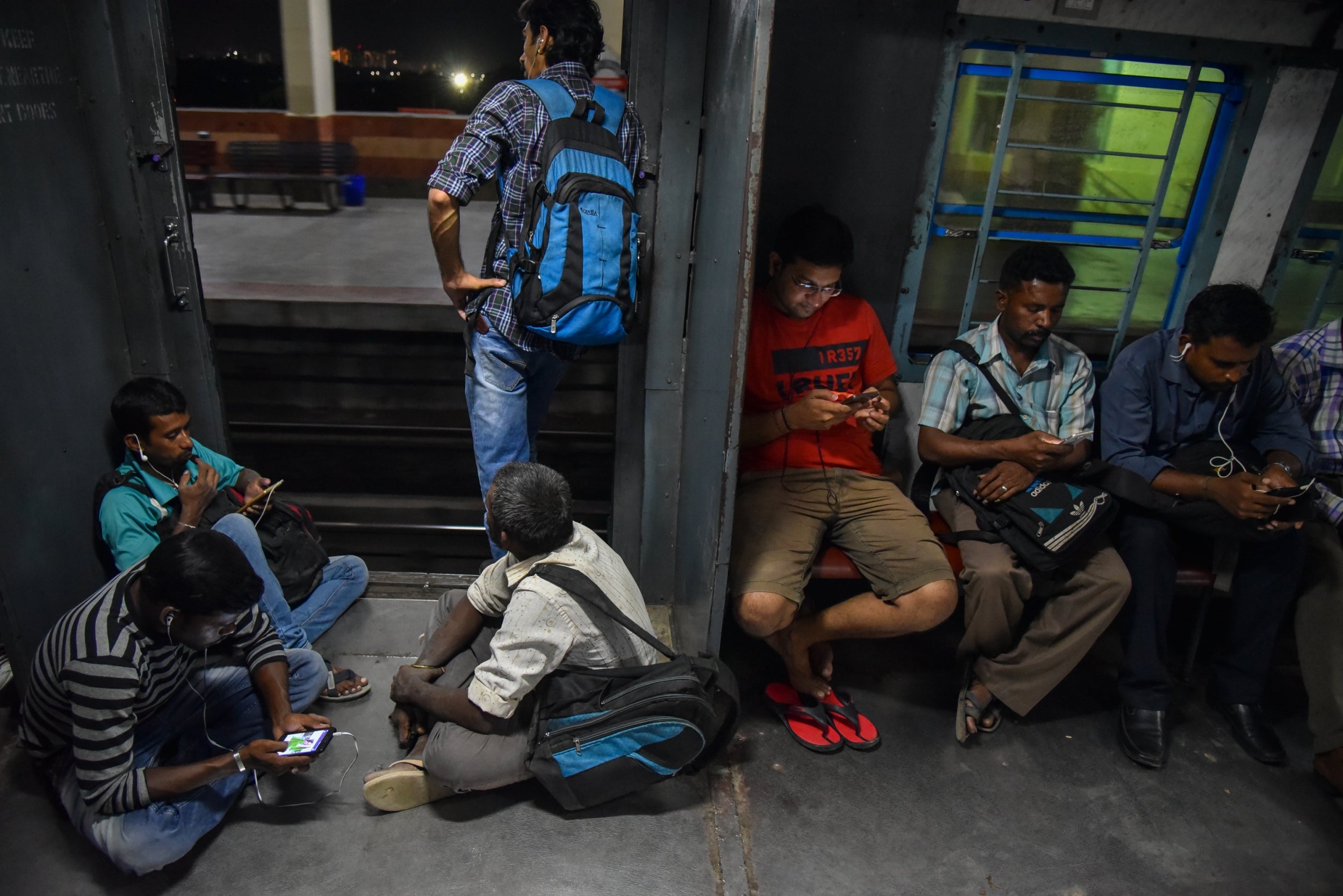 Travellers onboard a train