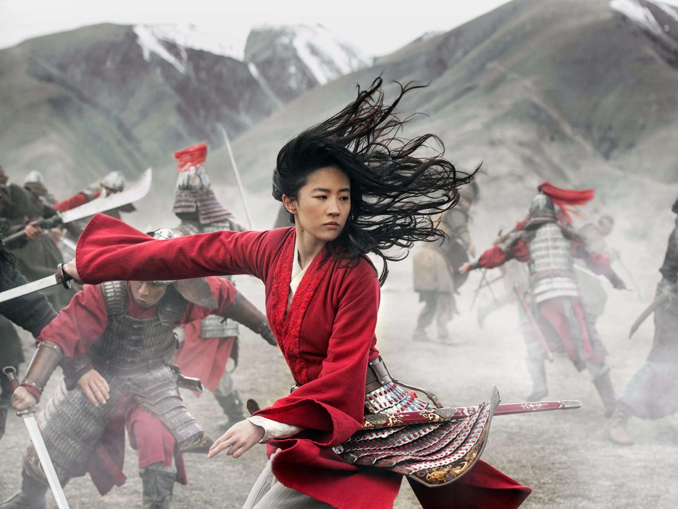 This image released by Disney shows Yifei Liu in the title role of "Mulan."