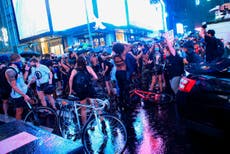 Driver speeds through Black Lives Matter protesters in Times Square