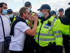 Far-right protesters descend on Dover singing ‘Rule Britannia!’