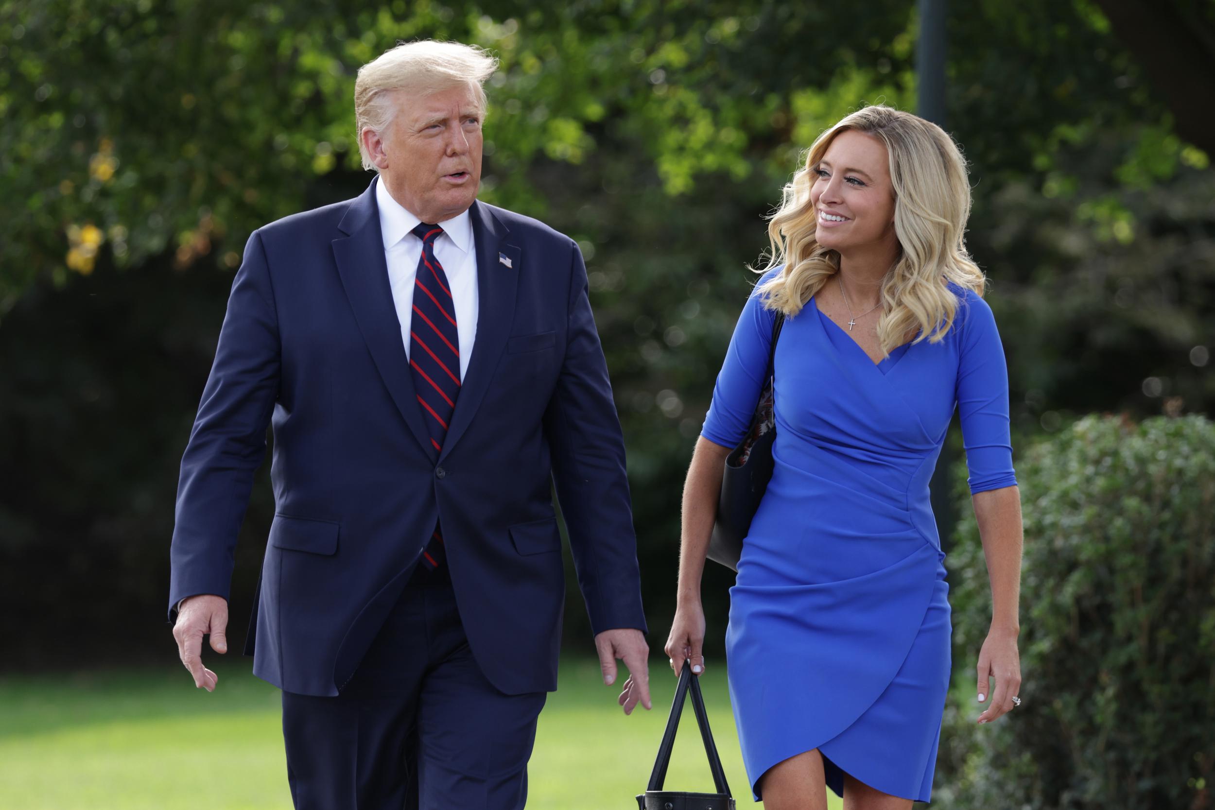 Kayleigh McEnany with Donald Trump at the White House in September 2020