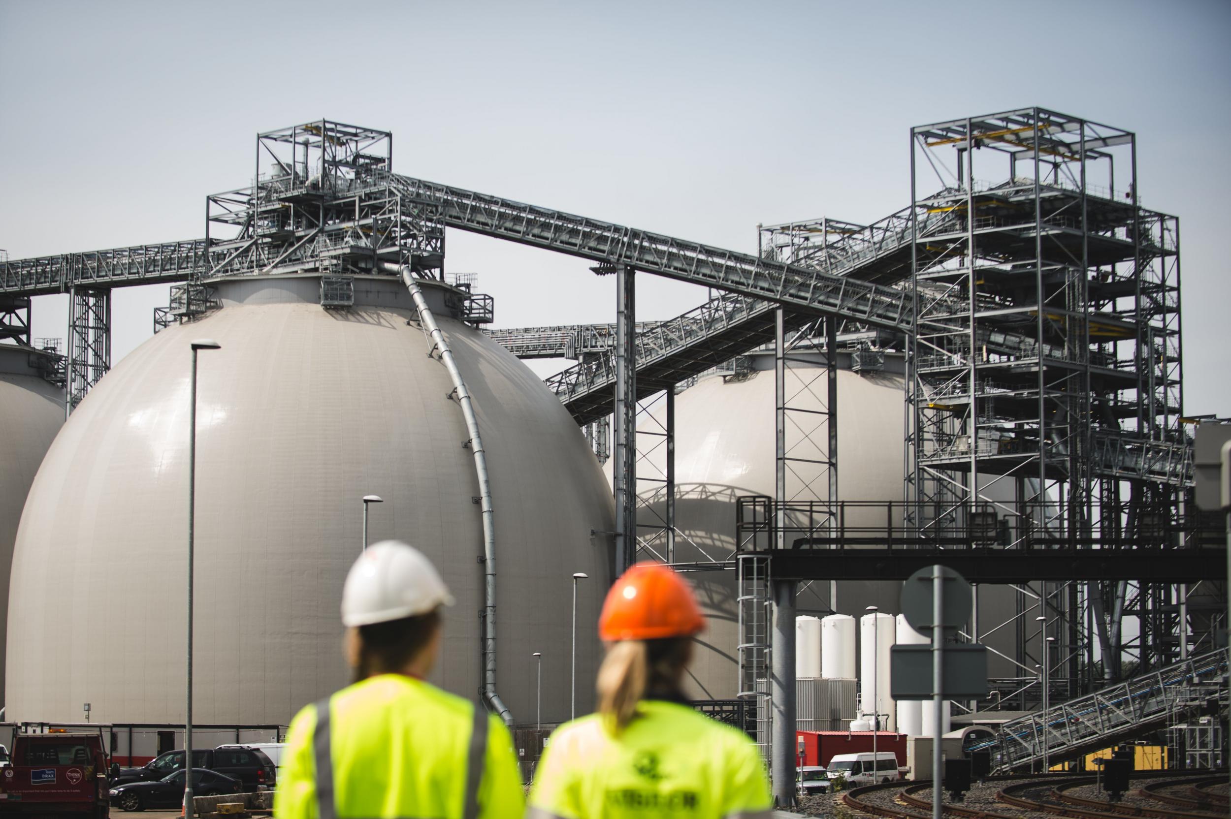 Biomass domes at Drax power station in north Yorkshire