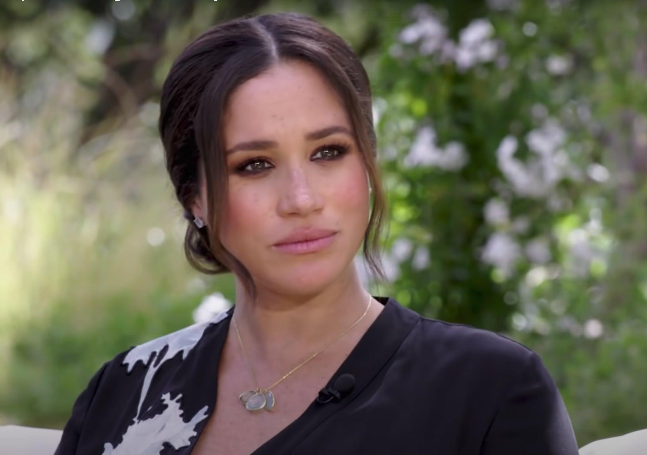 Meghan in a clip from an interview with Oprah Winfrey