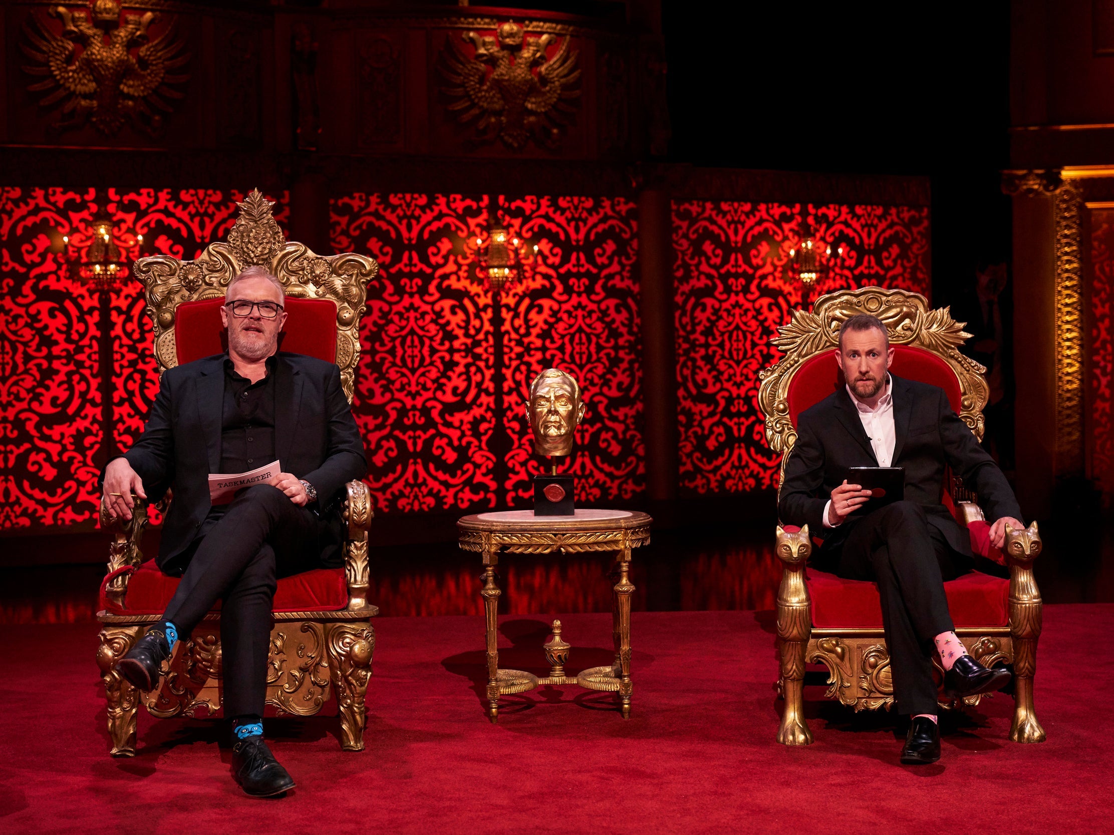 Taskmaster Davies with Alex Horne, the show’s mastermind