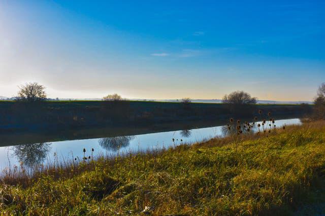 The River Witham from the 33-mile Water Rail Way cycle path running from Lincoln to Boston