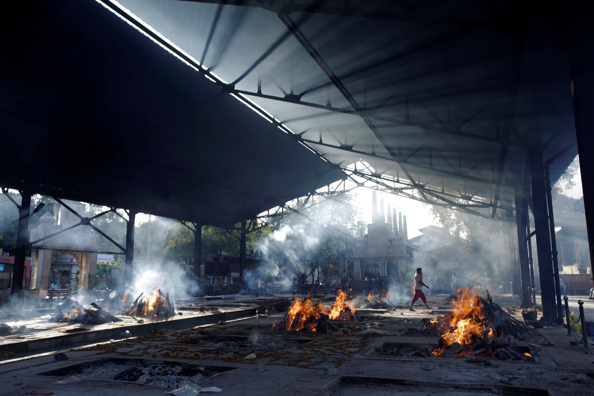 (Representative/FILE) Funeral pyres seen in Indian capital Delhi