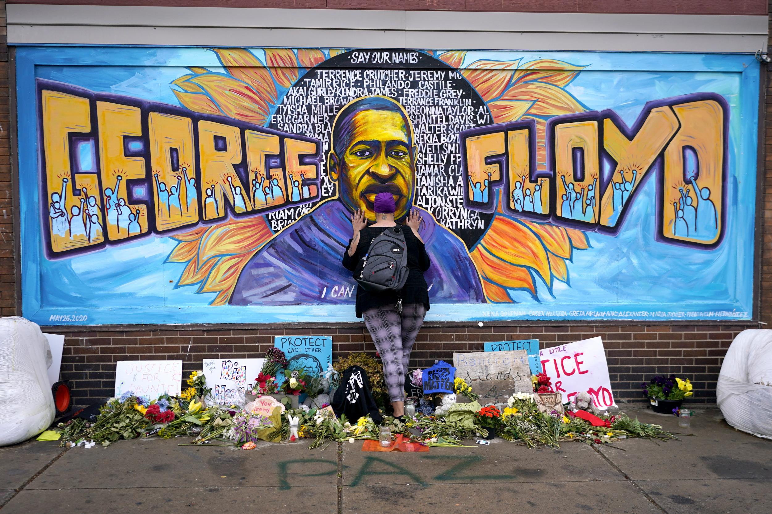 A mural of George Floyd in George Floyd Square in Minneapolis