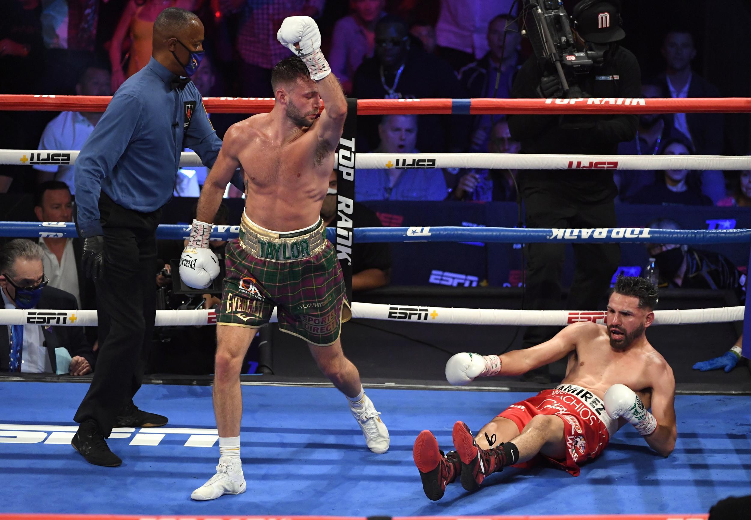 Josh Taylor knocks down Jose Ramirez en route to a decision win